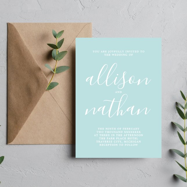 True Simplicity Ocean Mist Minimalist Wedding Invitation (Creator Uploaded)