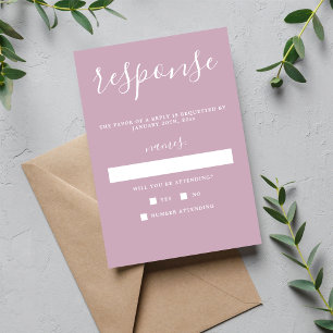 True Simplicity Pale Purple Minimalist Wedding RSVP Card