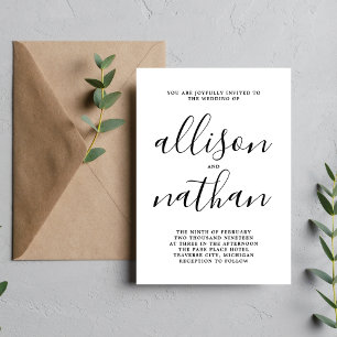 True Simplicity Script Simple Minimalist Wedding Invitation