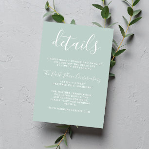 True Simplicity Sea Glass Chic Minimalist Wedding Enclosure Card