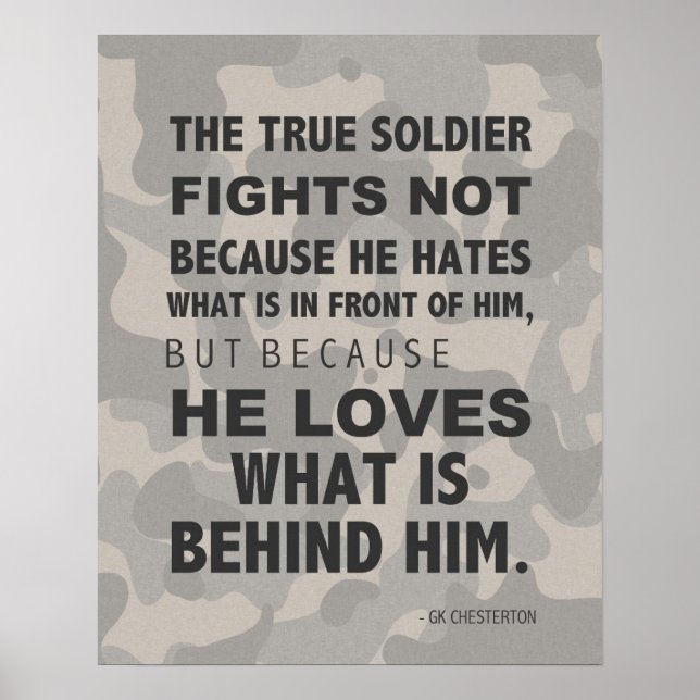 True Soldier Loves Poster, Military, GK Chesterton Poster (Front)
