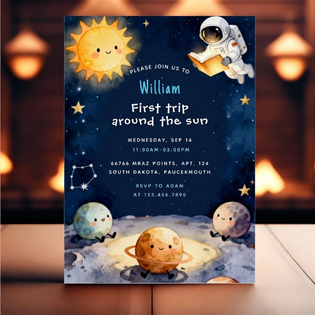 True Space First Trip Around The Sun 1st Birthday Invitation (Creator Uploaded)
