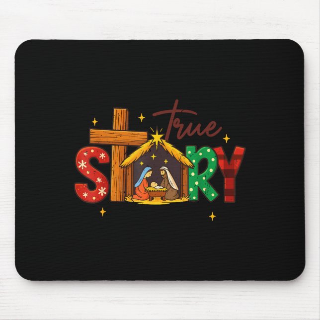 True Story Christian Christmas Family Pajamas Pjs  Mouse Mat (Front)