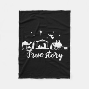 True Story Christmas Gift Religious Nativity Scene Fleece Blanket