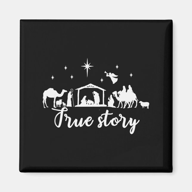 True Story Christmas Gift Religious Nativity Scene Magnet (Front)