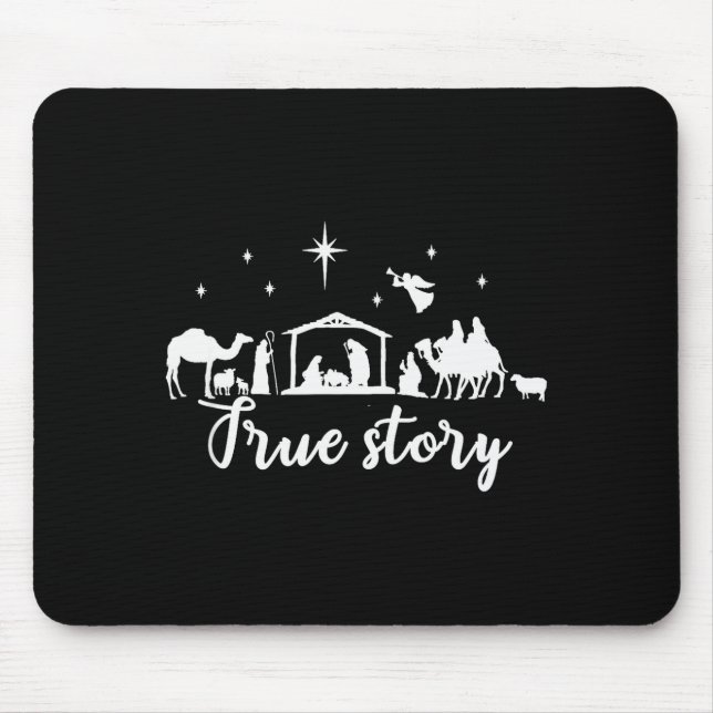 True Story Christmas Gift Religious Nativity Scene Mouse Mat (Front)