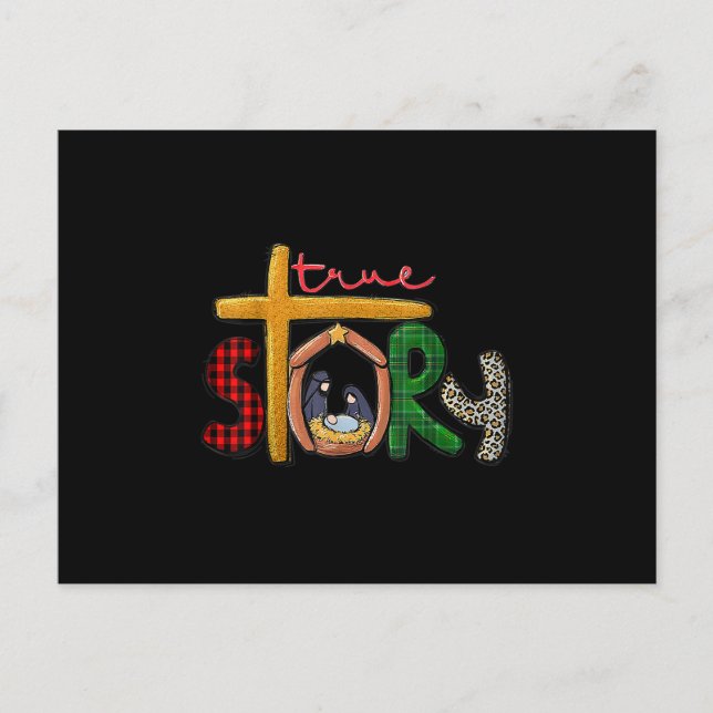 True Story Christmas Manger Nativity Scene Buffalo Announcement Postcard (Front)