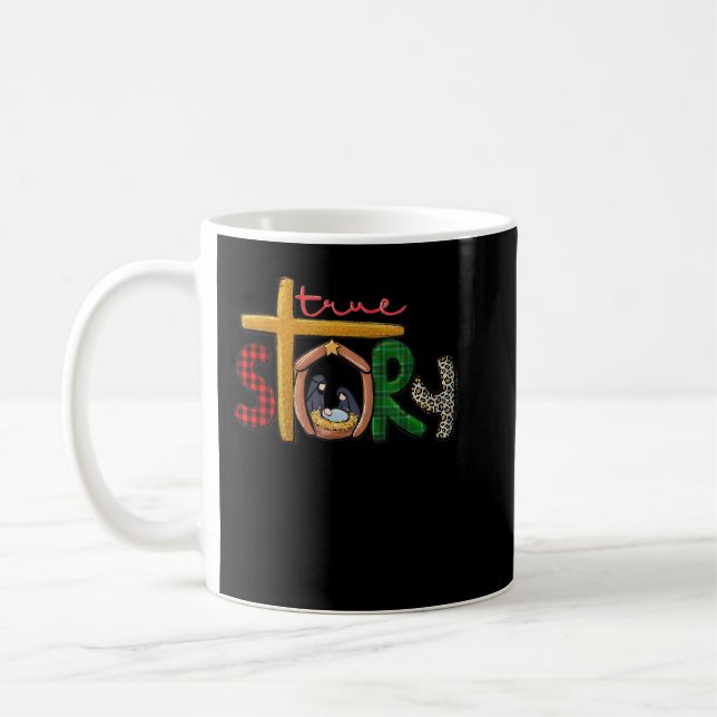 True Story Christmas Manger Nativity Scene Buffalo Coffee Mug (Left)