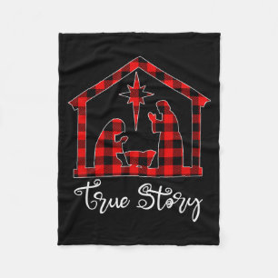 True Story Christmas Manger Nativity Scene Buffalo Fleece Blanket