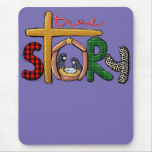 True Story Christmas Manger Nativity Scene Buffalo Mouse Mat