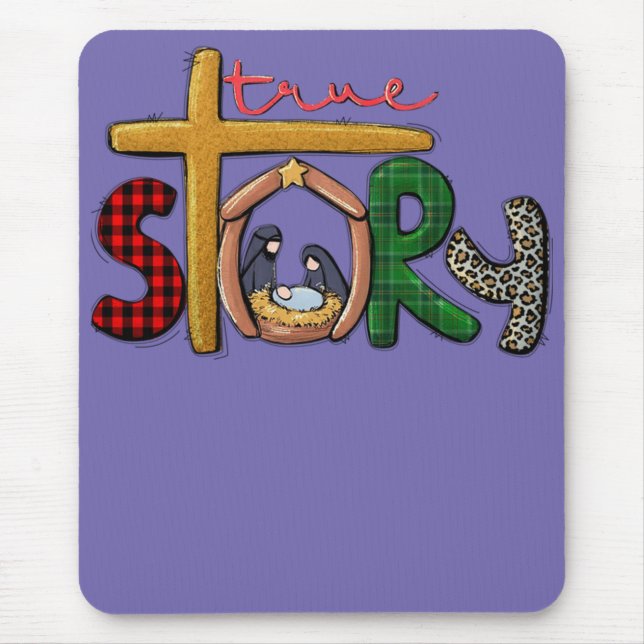True Story Christmas Manger Nativity Scene Buffalo Mouse Mat (Front)