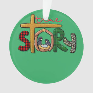True Story Christmas Manger Nativity Scene Buffalo Ornament