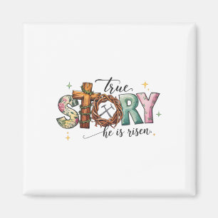 True Story He Is Risen Christian Easter Cross Crow Magnet