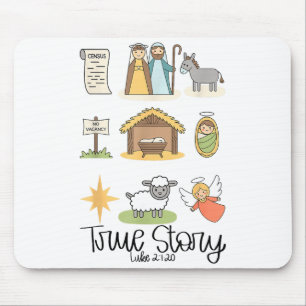 True Story Jesus Nativity Christian Christmas  Mouse Mat