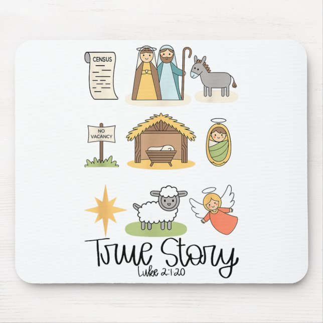 True Story Jesus Nativity Christian Christmas  Mouse Mat (Front)