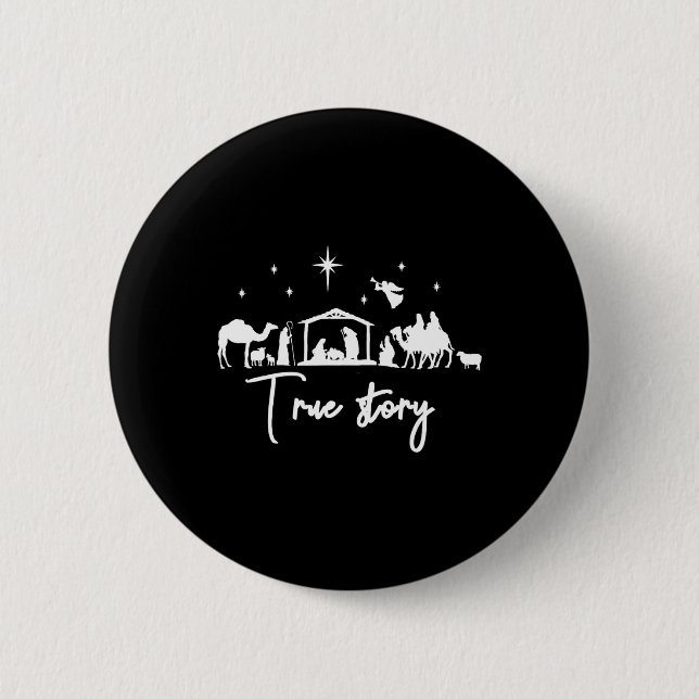 True story nativity christmas baby 6 cm round badge (Front)