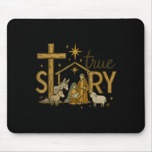True Story Nativity Christmas Baby Jesus Religious Mouse Mat