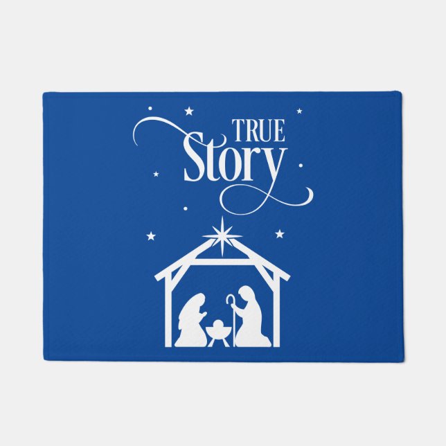 True Story Nativity Christmas Doormat (Front)