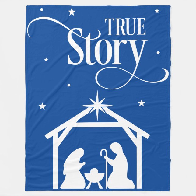 True Story Nativity Christmas Fleece Blanket (Front)