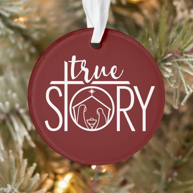 True Story Nativity Mary Joseph Jesus Christmas Ornament (Tree)