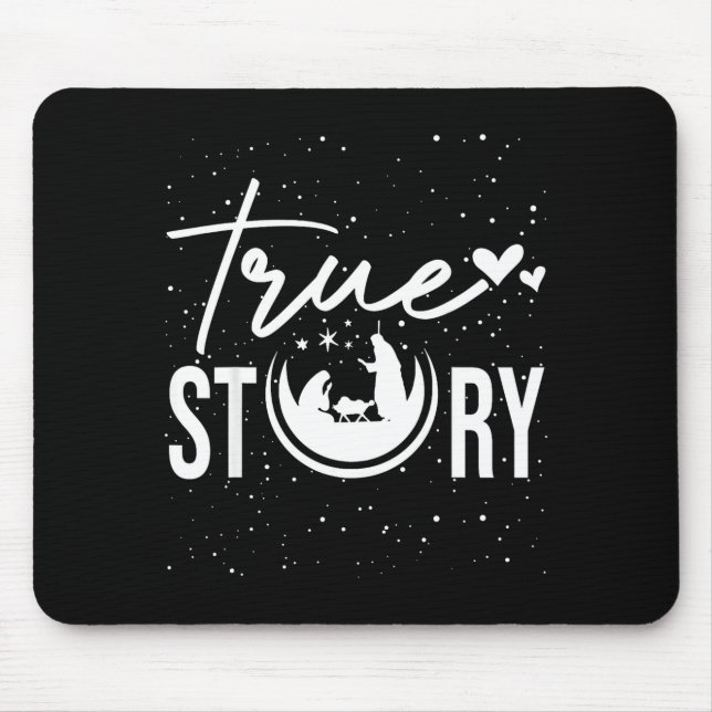 True Story Nativity Scene Christian Christmas Xmas Mouse Mat (Front)