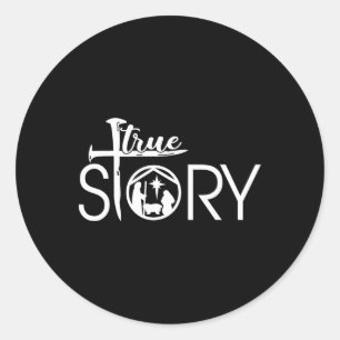 True Story Of Jesus Birth Christmas Nativity Chris Classic Round Sticker