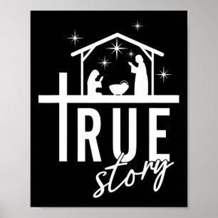 True Story Of Jesus Birth Christmas Nativity Scene Poster