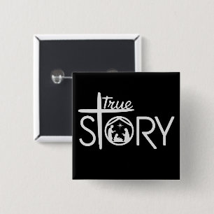 True Story of Jesus Birth Christmas Nativity Xmas 15 Cm Square Badge