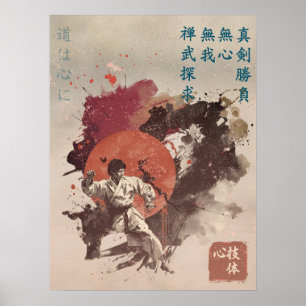 True Strength Zen Karate Sumi-e Wall Poster