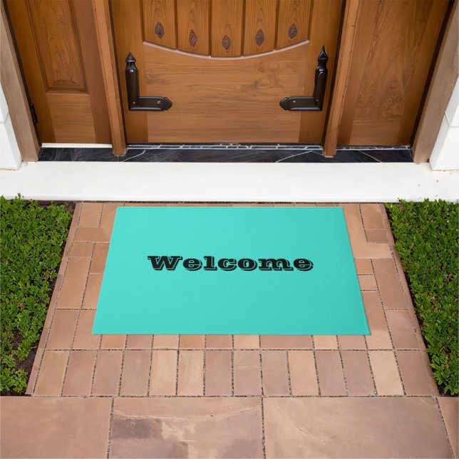True Turquoise Blue Green Southwestern Solid Colou Doormat (Outdoor)