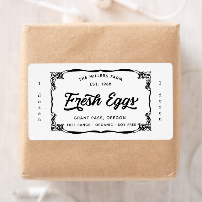 True Vintage Fresh Eggs Carton Label (Insitu)