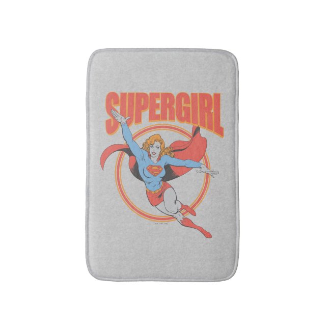 True Vintage Supergirl Flying Graphic Bath Mat (Front Vertical)