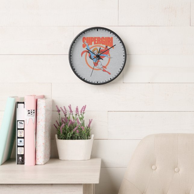 True Vintage Supergirl Flying Graphic Clock (Reading Room)