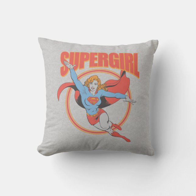 True Vintage Supergirl Flying Graphic Cushion (Front)