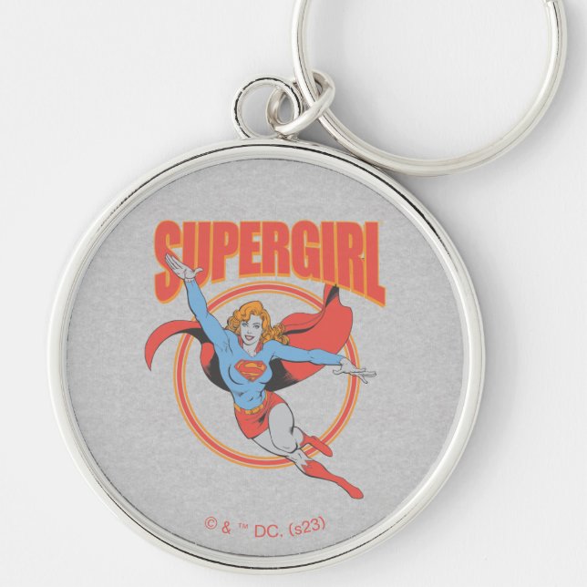 True Vintage Supergirl Flying Graphic Key Ring (Front)