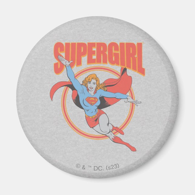 True Vintage Supergirl Flying Graphic Magnet (Front)
