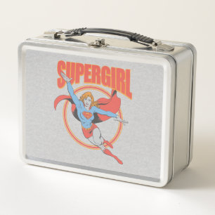 True Vintage Supergirl Flying Graphic Metal Lunch Box