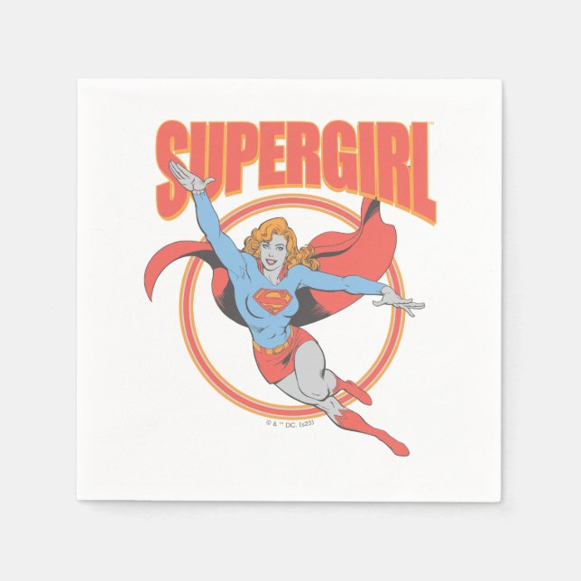 True Vintage Supergirl Flying Graphic Napkin (Front)