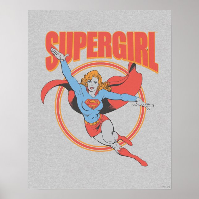 True Vintage Supergirl Flying Graphic Poster (Front)