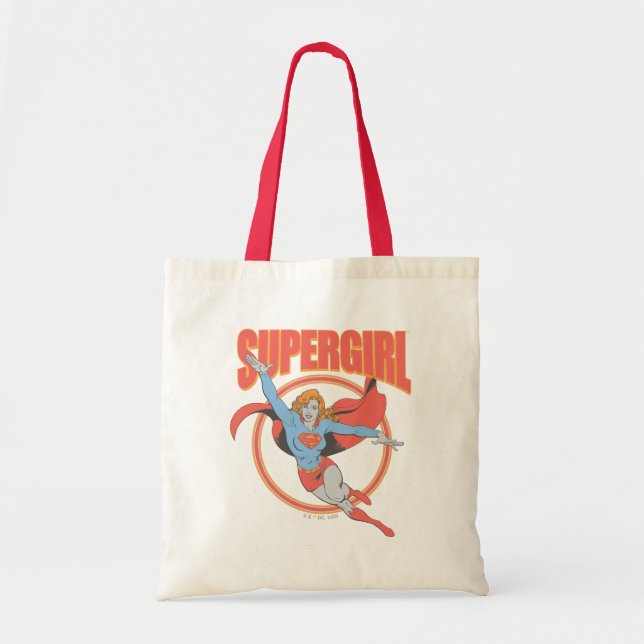 True Vintage Supergirl Flying Graphic Tote Bag (Front)
