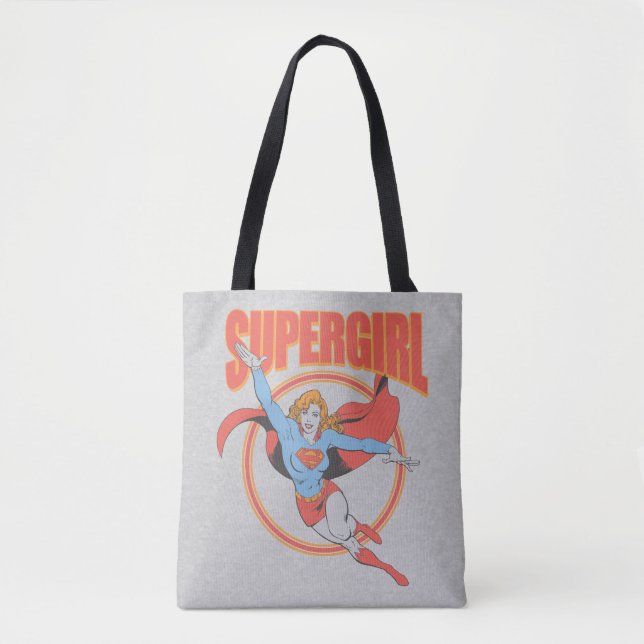 True Vintage Supergirl Flying Graphic Tote Bag (Front)