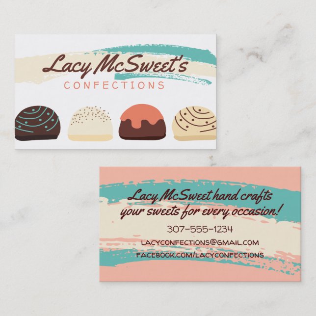 Truffles chocolate candy confections confectionary business card (Front/Back)