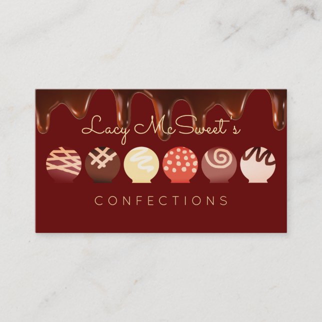 Truffles chocolate dipped candy confections business card (Front)