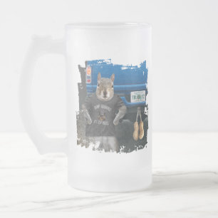 Truk Nutz - funny squirrel truck nuts Frosted Glass Beer Mug