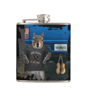 Truk Nutz - funny squirrel truck nuts Hip Flask