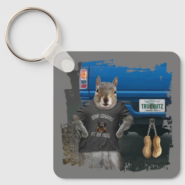 Truk Nutz - funny squirrel truck nuts Key Ring (Front)