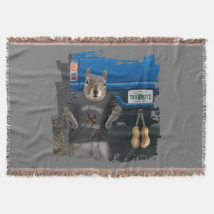 Truk Nutz - funny squirrel truck nuts Throw Blanket