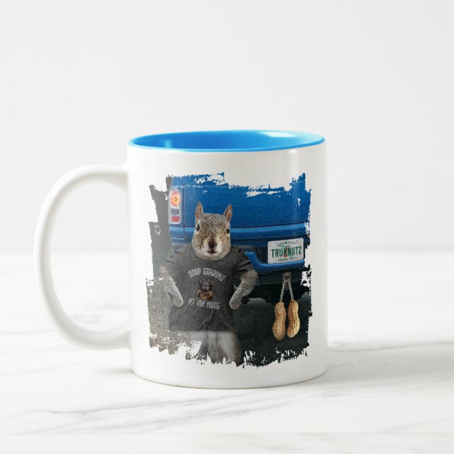 Truk Nutz - funny squirrel truck nuts Two-Tone Coffee Mug (Left)