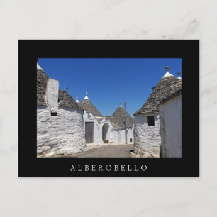 Trulli houses, Alberobello, Puglia black postcard