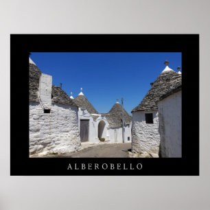 Trulli houses in Alberobello, Puglia black poster